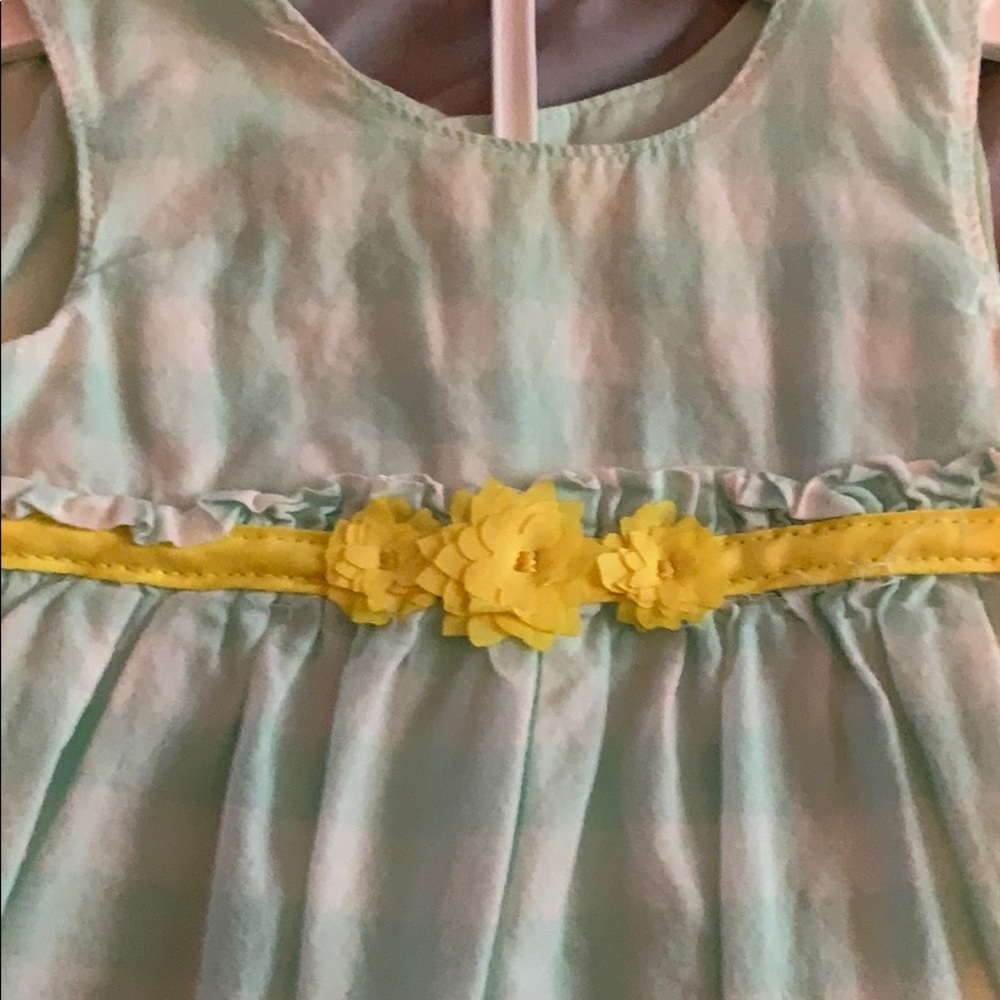 3 month mint green checked dress and diaper cover